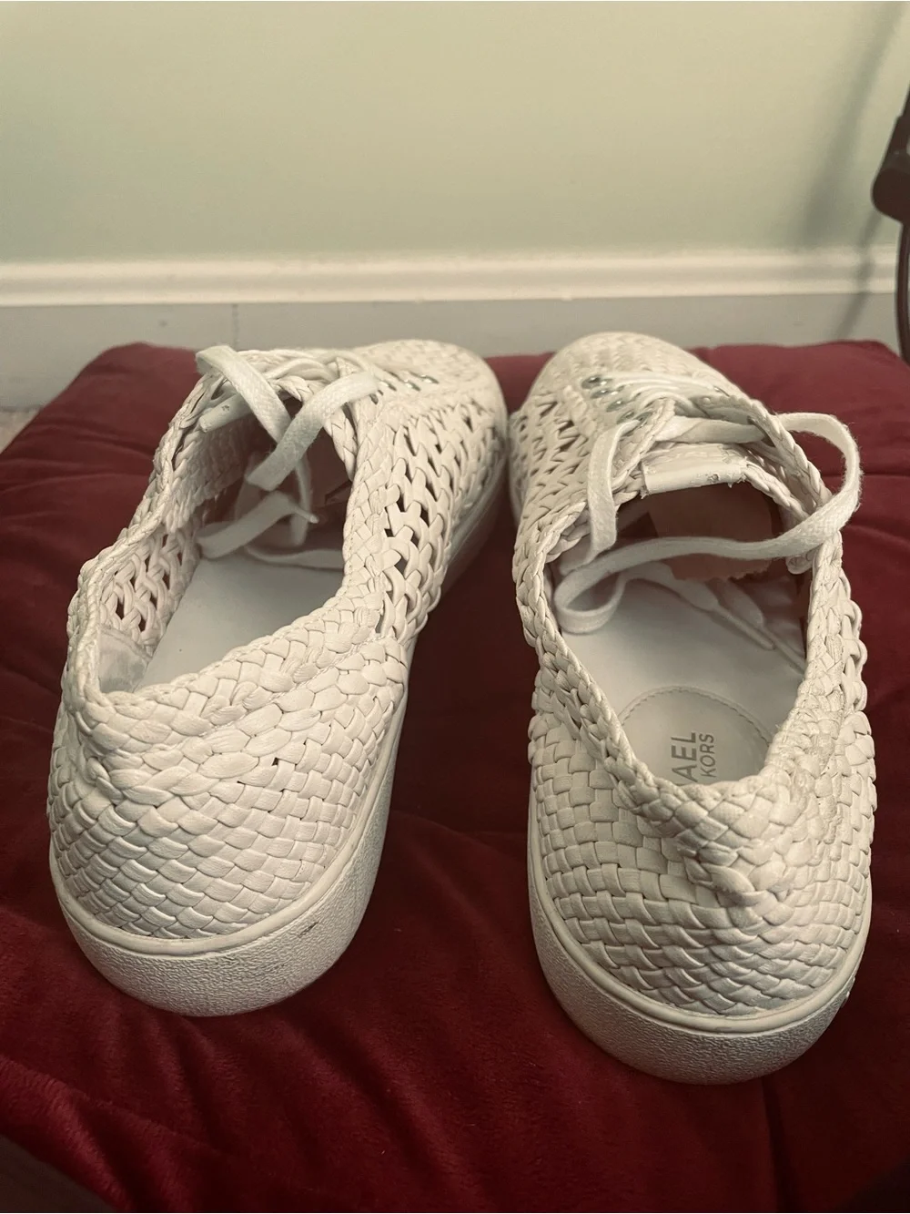 Michael Kors Sneakers - White Woven Lace-Up Platform Sneakers - size 10